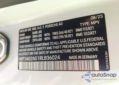 2024 Porsche Macan S z USA, uszkodzony, nr VIN WP1AG2A51RLB36024